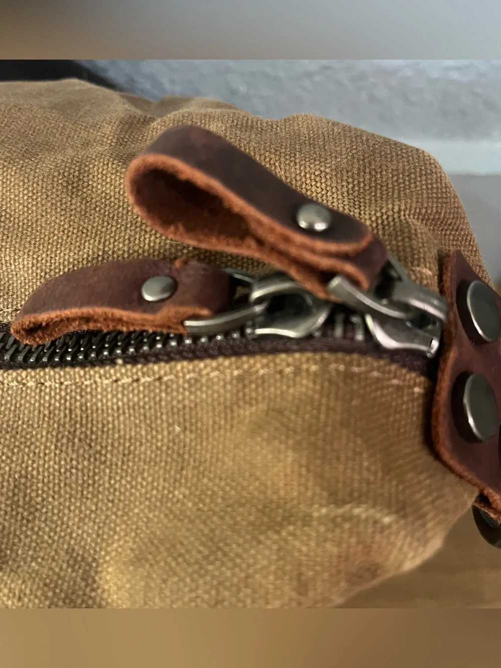 NEWHEY 55L Waxed Canvas & Leather Weekender Duffel Bag Brown